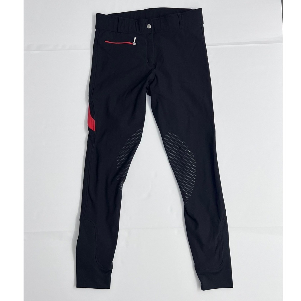 Dover Saddlery Riding Breeches Women‎ Sz 30 Black Red Equestrian Pants Horseback